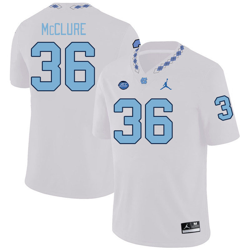 Men #36 Blaine McClure North Carolina Tar Heels College Football Jerseys Stitched-White